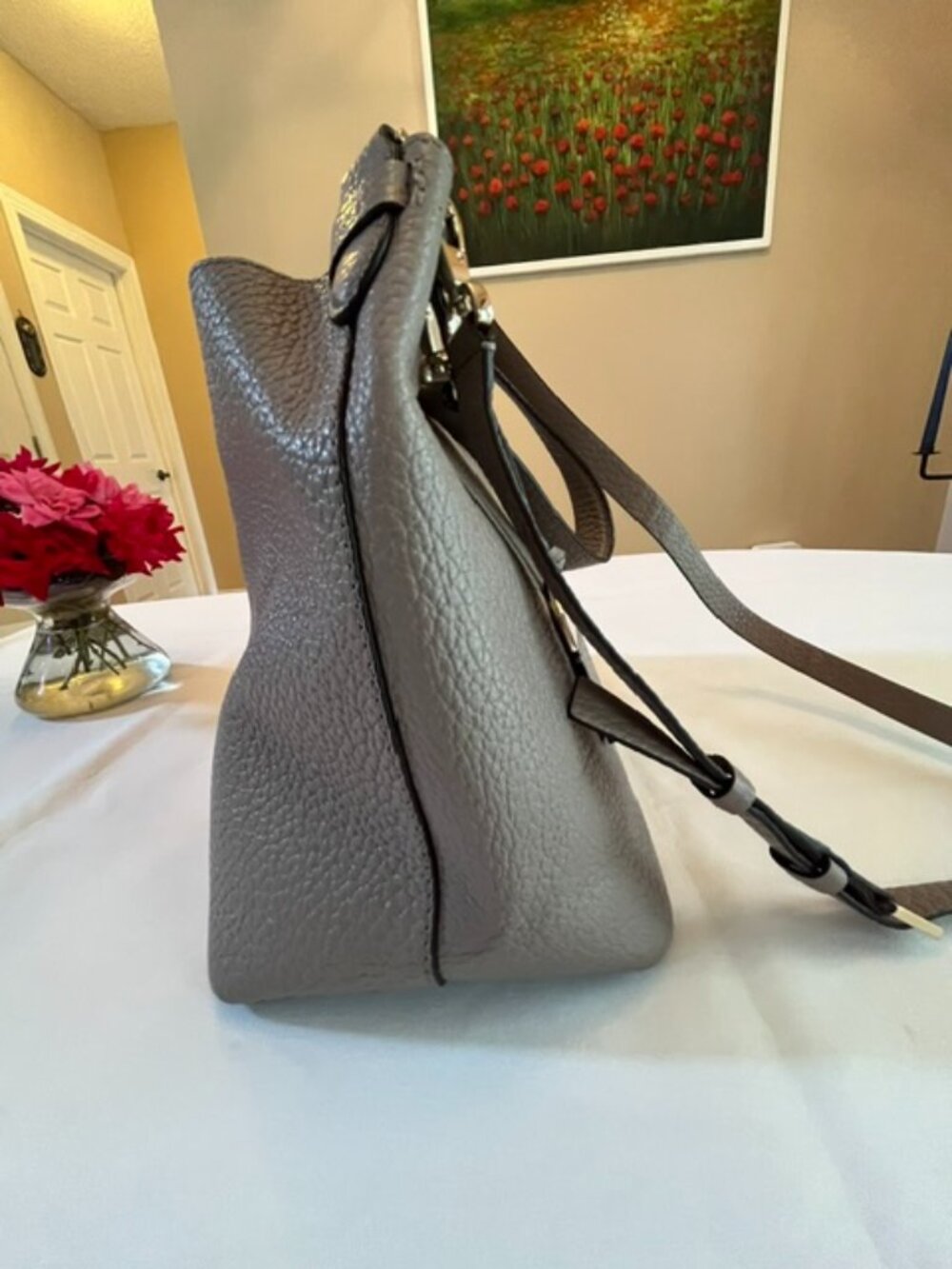 KATE SPADE | New York Gray Pebbled Leather Tote Hobo Shoulder bag-EUC - Picture 11 of 16